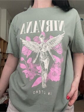 H&M Divided Nirvana Sage Green Crewneck Tee